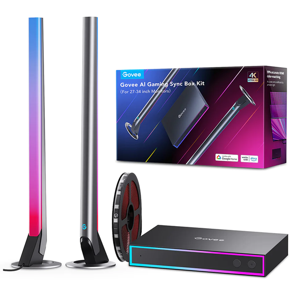 Govee AI Gaming Sync Box Kit (HDMI2.0 4K Gaming Box + RGBIC LED Light Strip)